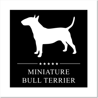 Miniature Bull Terrier Dog White Silhouette Posters and Art